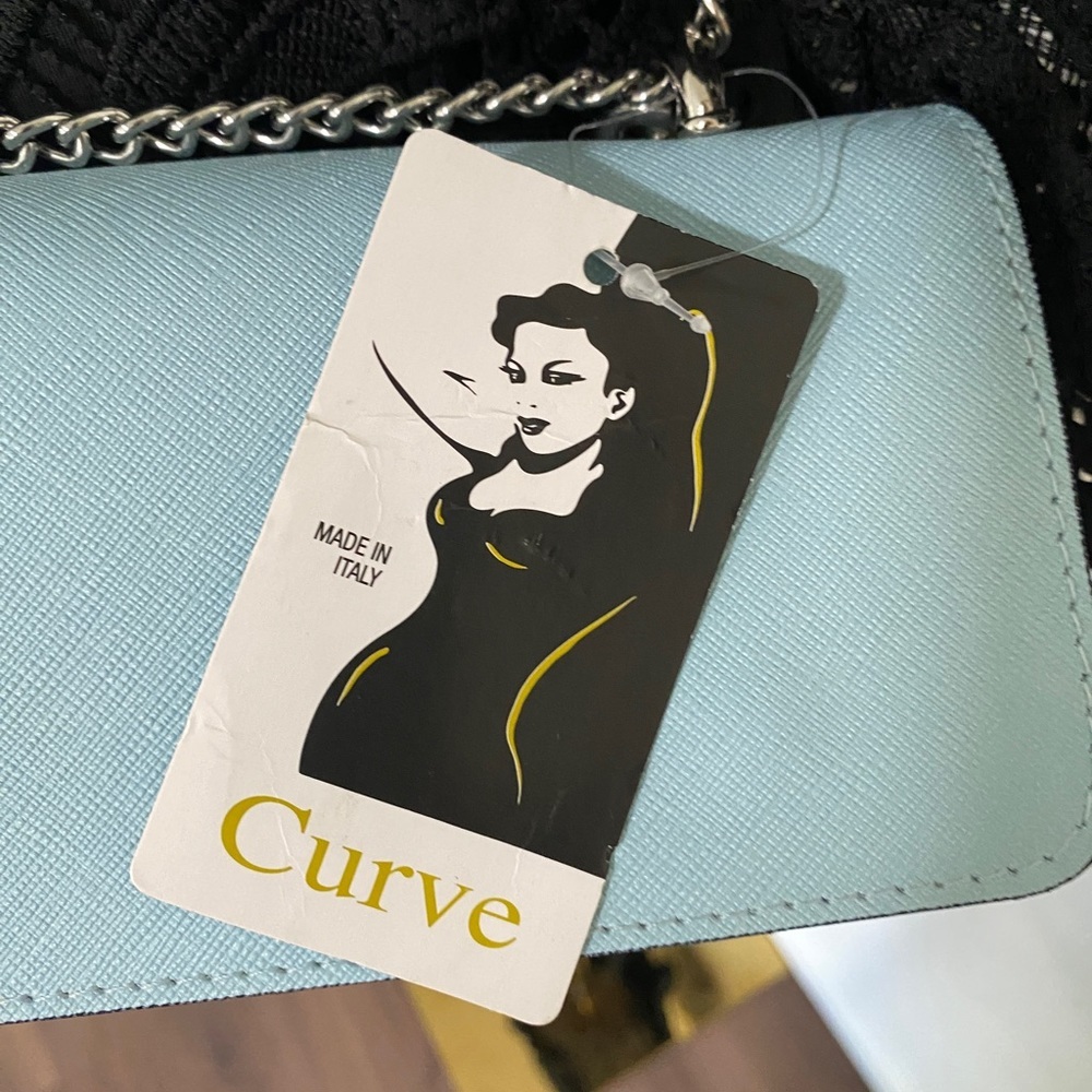 Curve Made In Italy Chain Crossbody Purse Blue - Picture 14 of 14